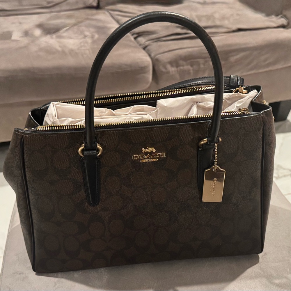 Coach Dark Brown Signature Satchel